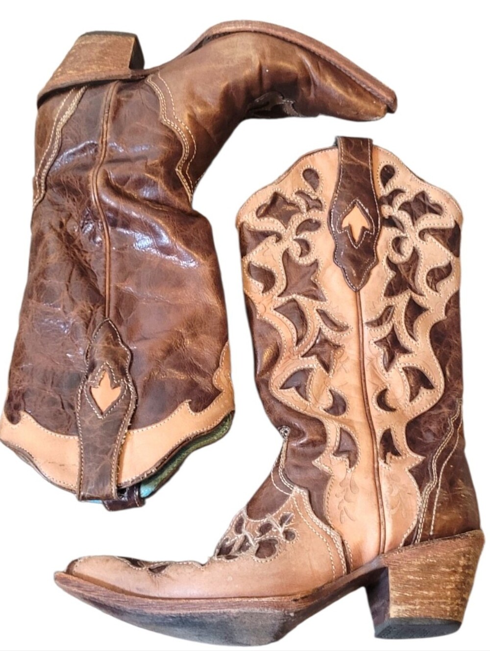 Corral Vintage Tan & Brown C1933 Western Boots Women's Size 7.5